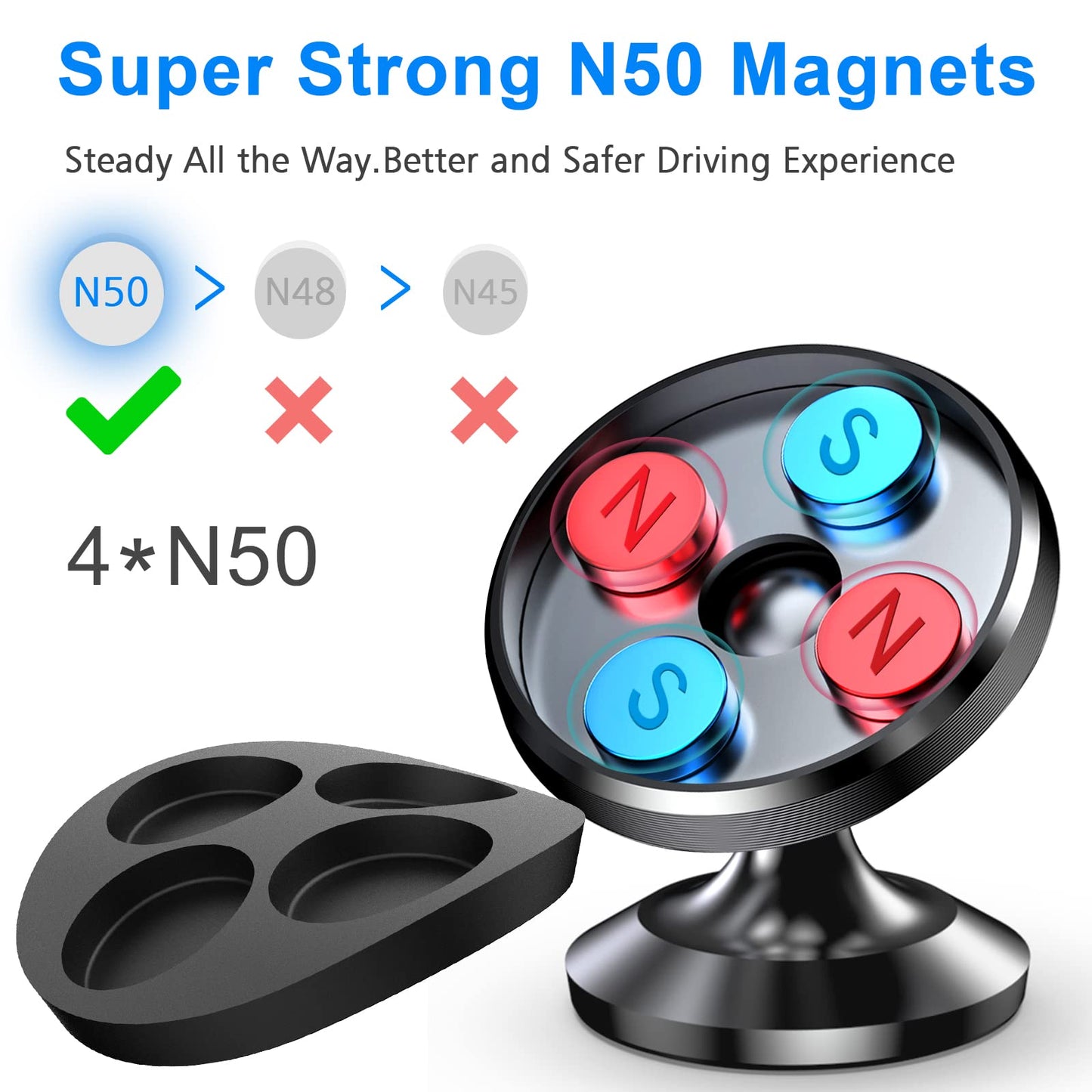 Coolpow 【2-Pack】 Magnetic Phone Holder for Car Phone Holder Mount【Strong Magnet】 Phone Mount for Car Mount for iPhone Magnetic Car Phone Holder【4 Plate】 Cell Phone Holders for Your Car Accessories