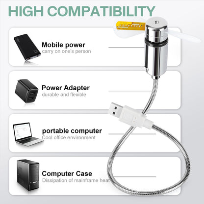 BREIS New USB Clock Fan with Real Time Clock and Temperature Display Function,Silver,1 Year Warranty