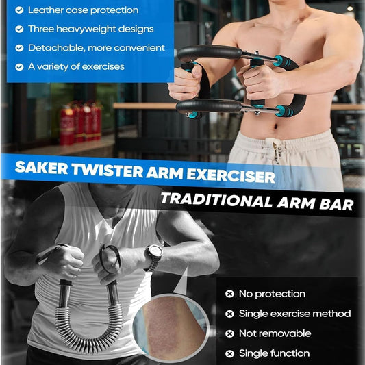 PowerTwist Arm Trainer, Adjustable 20-110lbs Chest Workout Equipment, Portable Arm and Chest Muscle Trainer, PowerTwist Arm Trainer, Upper Body Workout Equipment for Men and Women (40-90lbs Blue)