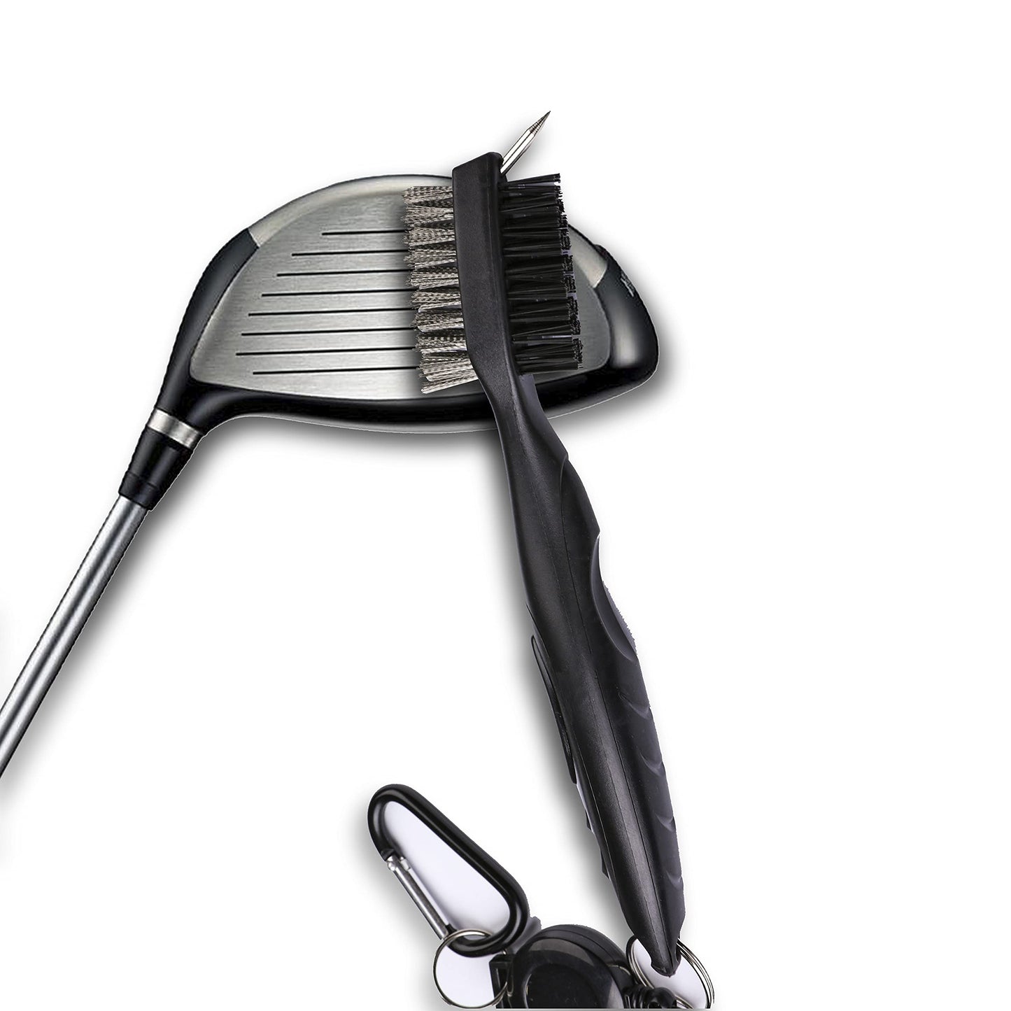 ATTRACTIVE Golf Towels, Microfiber Waffle Pattern Towels - Golf Club Brush with Cleaning (2 Black Towel+Black Brush)