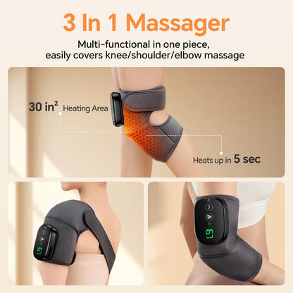 YUHUO Foot Massager with Heat, Knee Shoulder Elbow 3 in 1 Feet Massager, Heated Knee Massager, Shoulder Massager with Heat Vibration, 210 mins Battery, Cordless Portable, Touchscreen Control