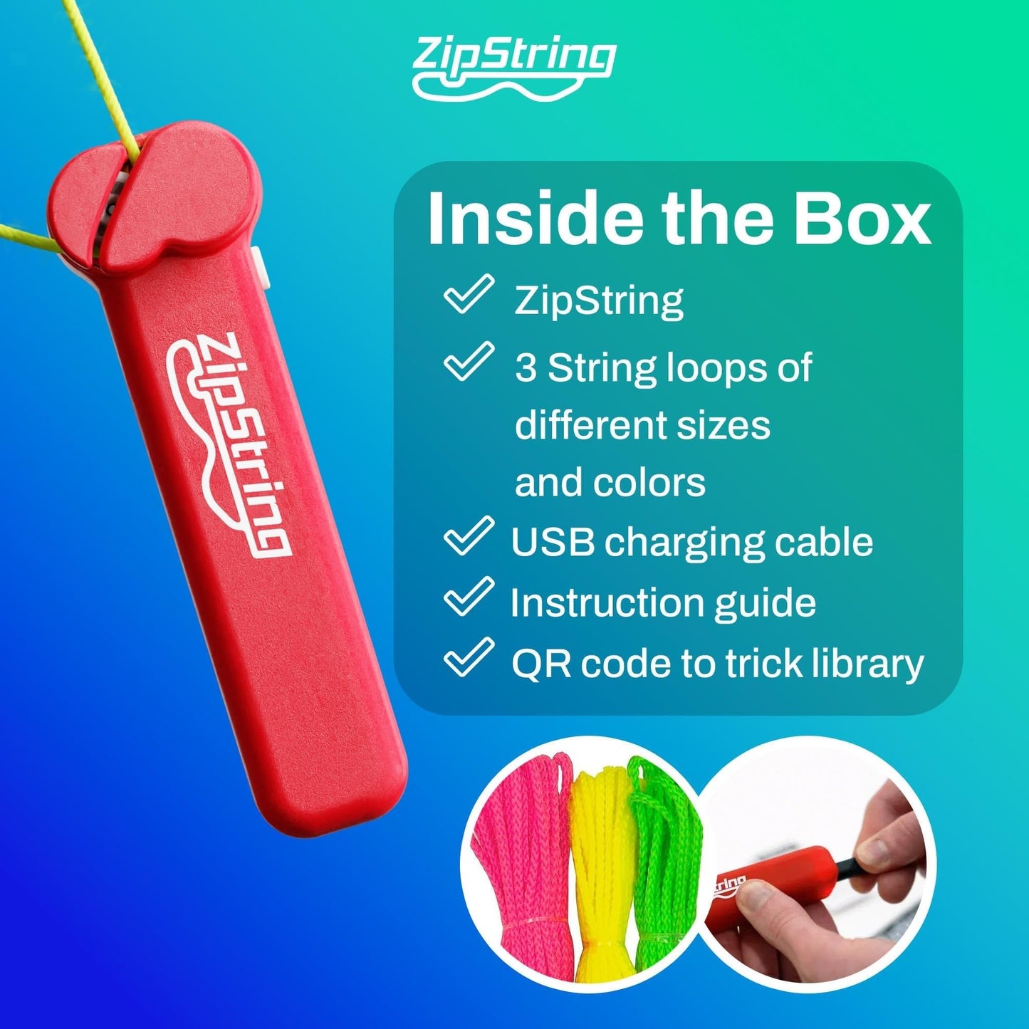 ZipString Original - As Seen on Shark Tank - Classic ZipString Rope Launcher Toy, Perfect for Kids & Adults - Fly a String Loop in The Air for Endless Tricks & Fun, Wonderment Awaits, Rock'it Red