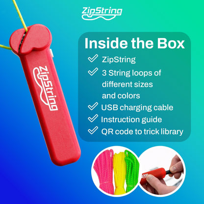 ZipString Original - As Seen on Shark Tank - Classic ZipString Rope Launcher Toy, Perfect for Kids & Adults - Fly a String Loop in The Air for Endless Tricks & Fun, Wonderment Awaits, Rock'it Red