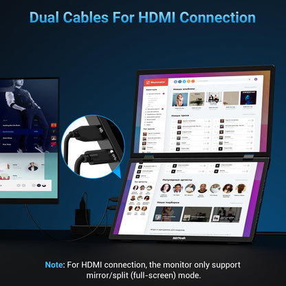 HotYeah Triple Laptop Screen Extender, 15.6'' Dual Stacked Monitor (Windows/MAC), USB-C HDMI 1080P IPS, Plug & Play, Folding Extended Monitor Extender w/Kickstand & 180° Rotation