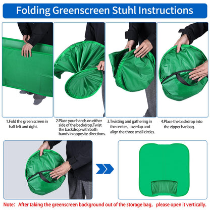 Green Screen Chair,Green Screen Background 40IN,Pop Up Portable Chromakey Backdrop with Stand,Collapsible Attachable Panel for Photo and Video Shooting, Live Streaming,Zoom,Gaming