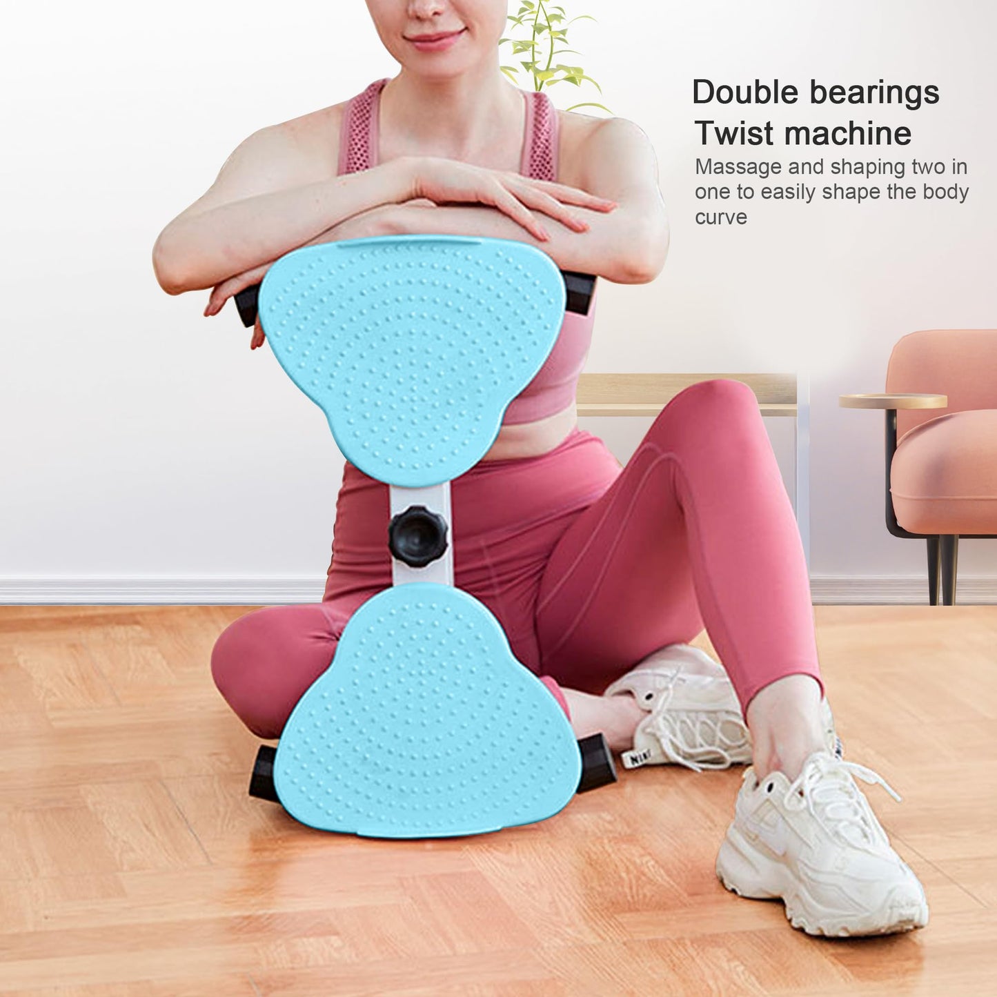 Sttlejura Waist Twist Workout Machine, Ab Machine with 300 lbs Weight for Slim Waist and Core Ab Exercise Foot Massage and Weight Loss, Noiseless Home Gym Exercise Equipment for Women Men(Pink)