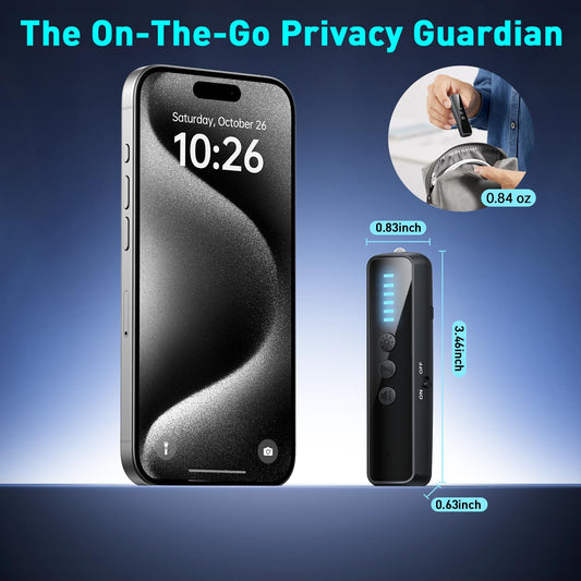 CoolMouse Hidden Camera Detectors, Spy Camera Detectors, Hidden Device Finder for Hotels Car Office Home Travel Meetingroom, Portable Mini Design, 5 Levels Sensitivity 4 Modes, 25H Working Time