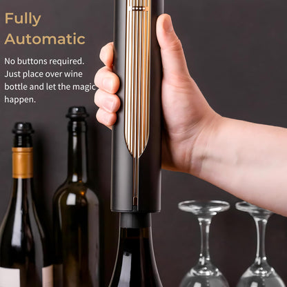 OPENERO Electric Wine Opener — Luxurious Automatic Wine Corkscrew Electric with Charging Base and Steel Foil Cutter, Wine Gifts For Women Men (Gold) By LINKSTYLE