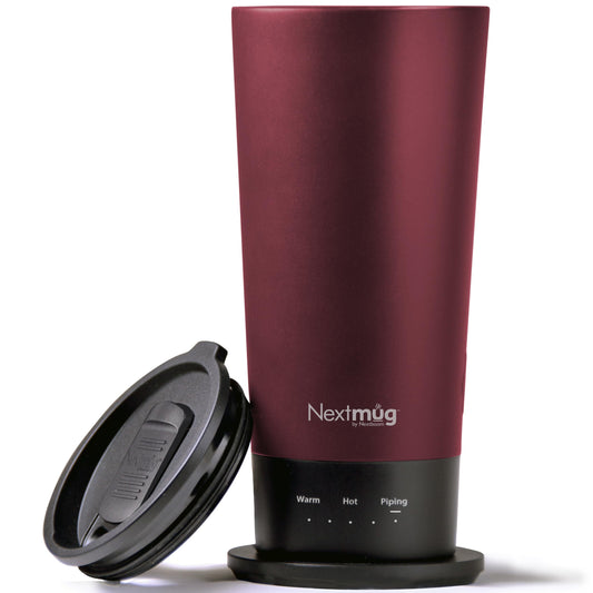 Nextmug Go - Temperature-Controlled, Self-Heating Travel Mug (Burgundy - 16 oz.)