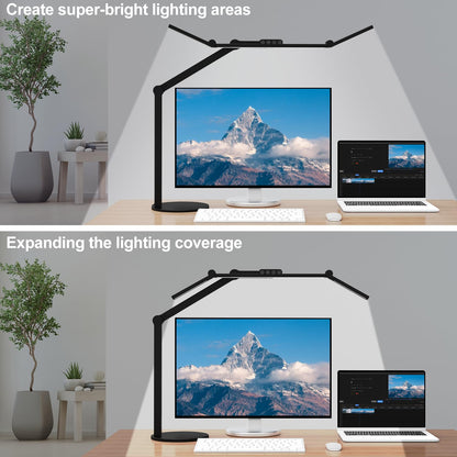 Micomlan Architect Desk Lamp with Atmosphere Lighting, Adjustable Led Desk Light for Home Office with Base, 24W Bright Auto Dimming Table Light with Rotatable Swing Arm for Workbench Computer
