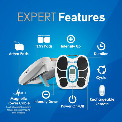 Paingone Fllow EMS Medical Device - Circulation Stimulator - Legs & Feet - 150 Intensity Levels - Muscle Booster Therapy - Remote Control - Relax Muscles & Relieves Pain - Lightweight & Portable
