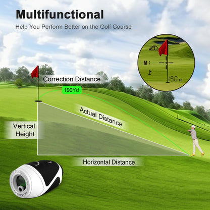PEAKPULSE 1200 Yards Mini Range Finder Golf Rangefinder HDLCD 7X Magnification with Slope Laser Distance Rangefinder for Men Women Junior Rechargeable Flag Pole Locked with Vibration Angle Measurement