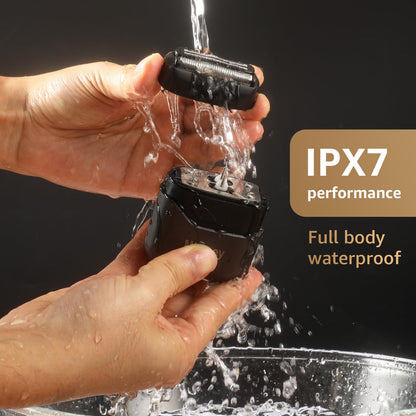 Electric Foil Shavers for Men, Mini Electric Razor, Compact Face Shaver, IPX7 Waterproof Wet Dry Cordless Razor, LED Display, USB-C Fast Rechargeable