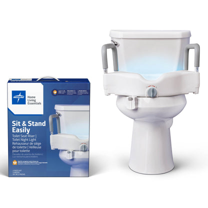 Medline Multi-Function Bathroom Kit for Caregivers, Seniors and Adults: Toilet Seat Riser and Attachable Toilet Light for Adults, Disabled- Enhanced Safety, 1 Ct.