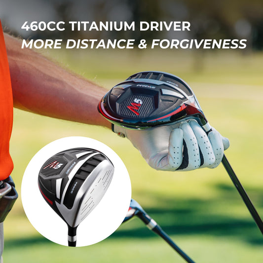 Precise M5 Golf Clubs Set for Men | Lighweight Graphite & True Temper Stainless Steel Shafts w/Precise Alignment Putter & Stand Bag | Left/Right Hand Options & Regular/Tall Complete Golf Club Sets