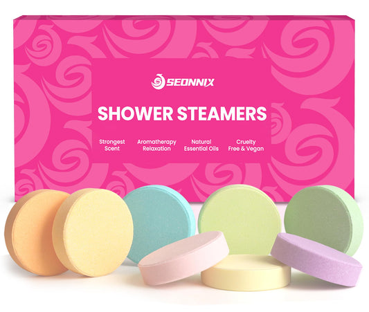 SEONNIX Shower Steamers Aromatherapy, 8 Pack Shower Bombs Relaxation Birthday Gifts for Women, Mother's Day Gifts for Her, Stress Relief & Self Care, Natural Fragrance Essential Oils Spa Gifts