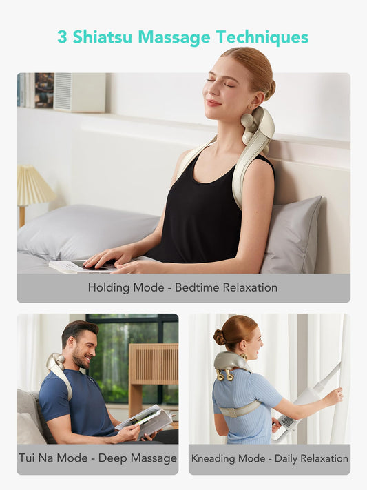 SKG Neck Massager for Pain Relief Deep Tissue FSA HSA Eligible Shiatsu Cordless Massager with Heat Neck and Shoulder Massage Mother Day Gift H7 Ultra