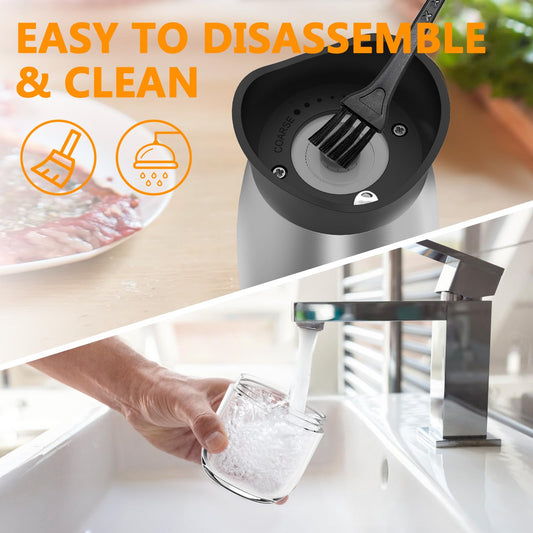Gravity Electric Salt and Pepper Grinder Set, USB Rechargeable, No Battery Needed, Adjustable Coarseness, Automatic Mill Grinder with Warm LED Light, One Hand Operated for Kitchen, Restaurant, Outdoor