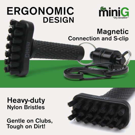 Grooveit Mini Golf Brush The Small MiniG 'Dry Scrubber' Features A Detachable Magnet, Heavy-Duty Nylon Bristles, and 3-Yr Warranty - Used On All Professional Golf Tours - Golf Accessory of 2023