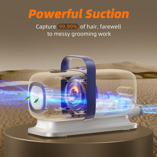 buenkee Dog Grooming Kit with Pet Grooming Vacuum, Dog Clipper, Pet Shedding Brush, Cleaning Tool in 1, Low Noise Dogs Vacuum for Cats