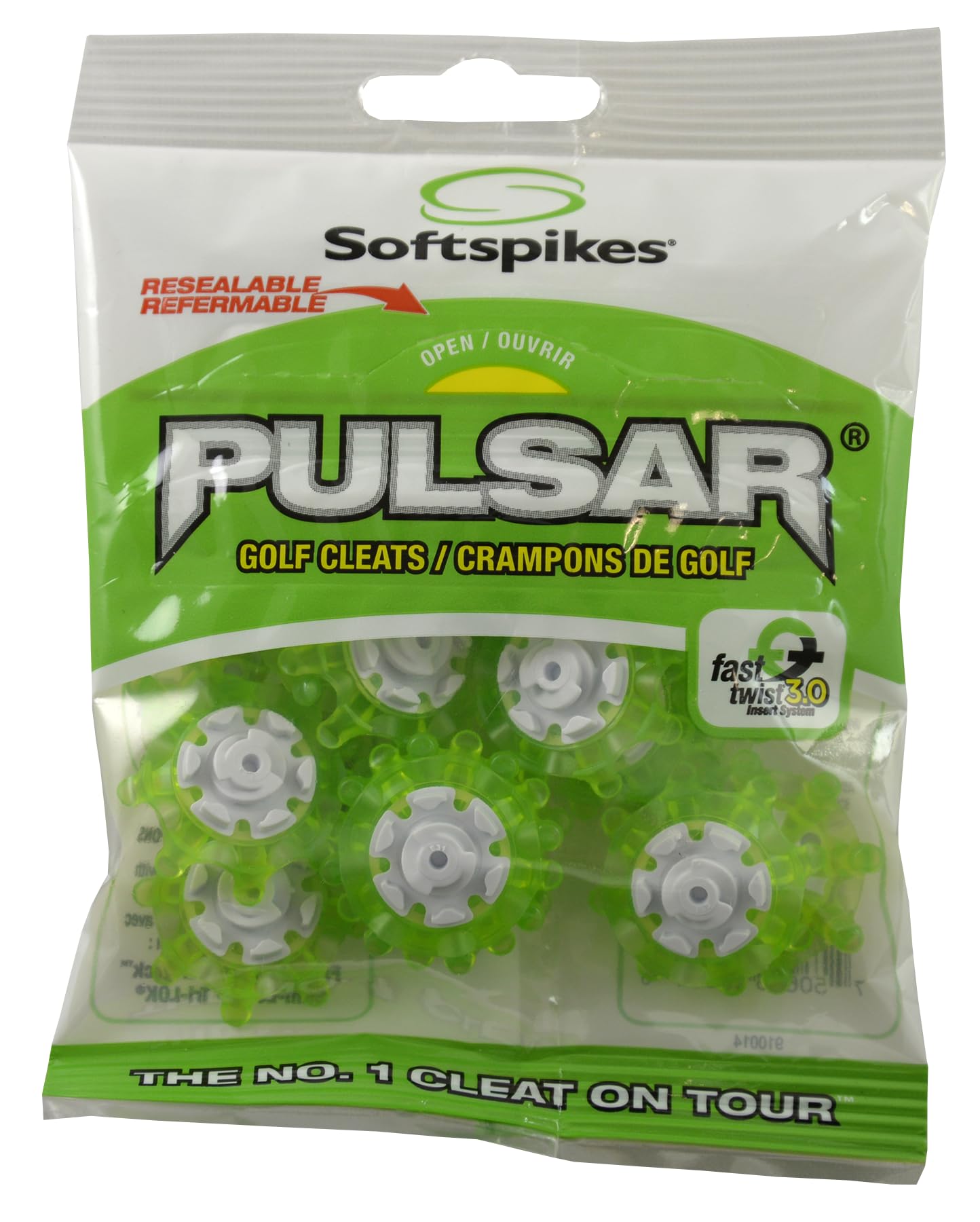 SOFTSPIKES Golf Spikes Fast Twist 3.0 Pulsar Cleats, Green, Clamshell US