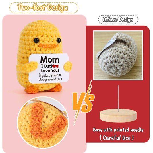 MBL Gifts for Mom Mothers Day - I Duck Love You Mom, Handmade Crochet Funny Cool Cute Small Duck Unique Presents for Birthday Mama Bonus Step Mother Mother's Stocking Stuffers