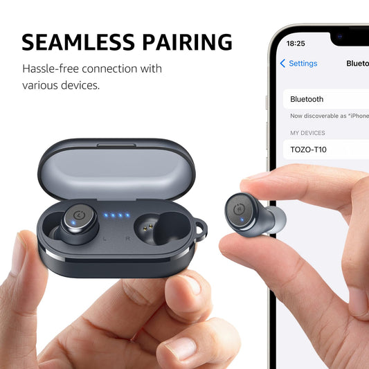 TOZO T10 Wireless Earbuds Bluetooth 5.3 Headphones, App Customize EQ, Ergonomic Design, 55H Playtime, Wireless Charging Case, IPX8 Waterproof Sound in-Ear Headset, 2025 New Version