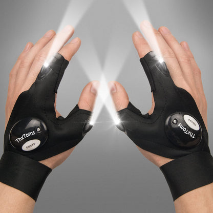 ThxToms LED Flashlight Gloves,Father Gifts for Men Him,Christmas Birthday Gifts for Dad Father Husband, Cool Gadgets Tools for Repairing Fishing Camping, 1 Pair Black