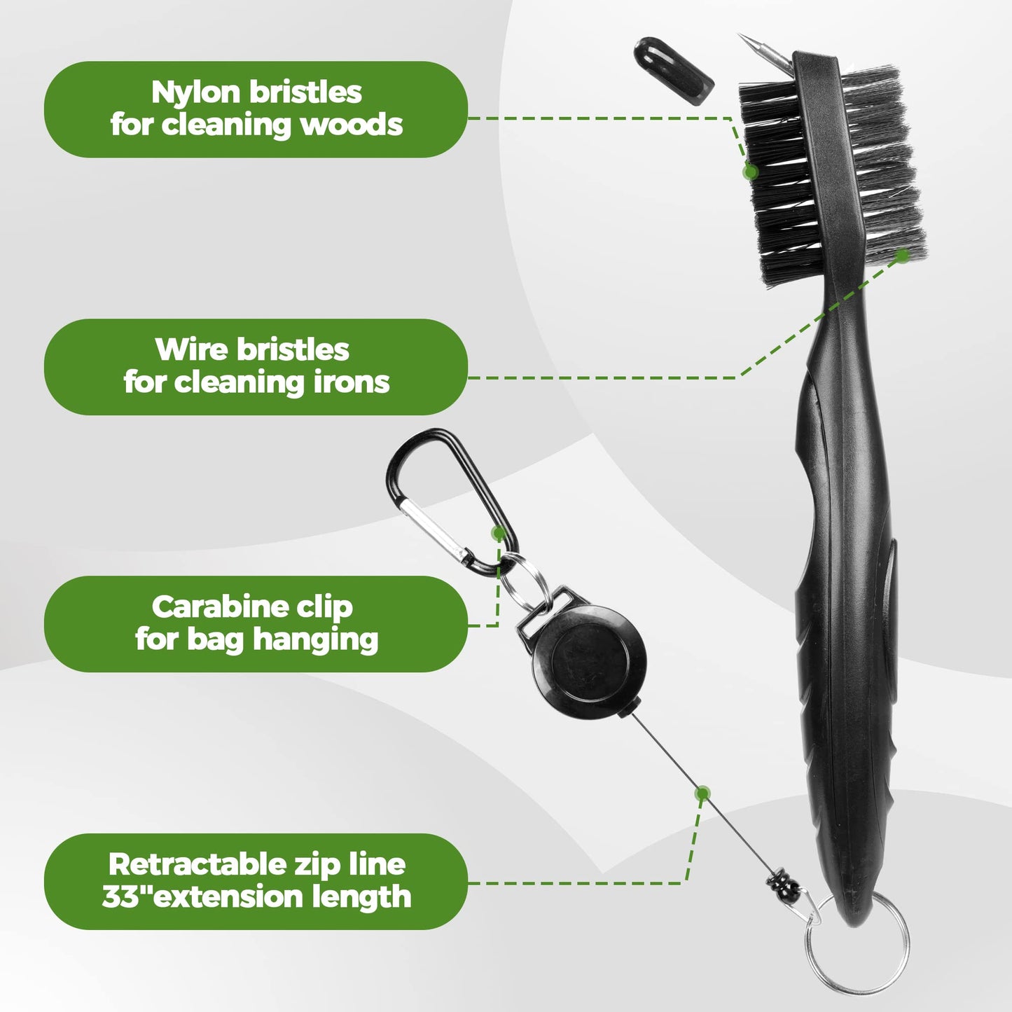 ATTRACTIVE Golf Towels, Microfiber Waffle Pattern Towels - Golf Club Brush with Cleaning (2 Black Towel+Black Brush)