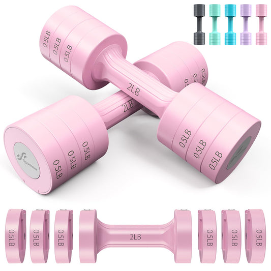 Adjustable Dumbbells Hand Weights Set: Sportneer 1 Pair 0.9-4.5KG (0.9-2.3KG) Fast Adjust Dumbbell Weight 6 In 1 Free Weights Barbells For Women Men Home Gym Workout Exercise Strength Training