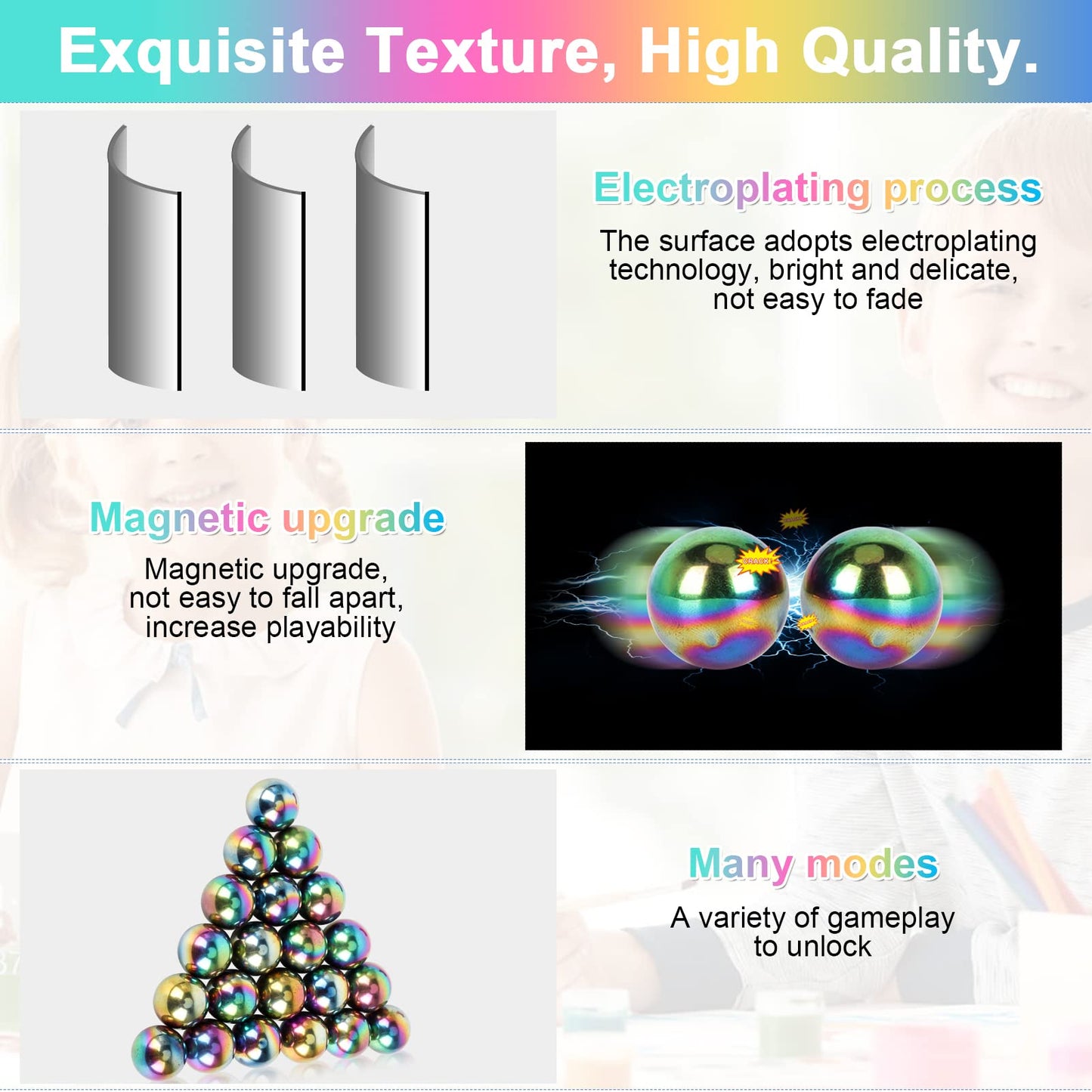 Moonhua 10Pcs Rainbow Hematite Magnetic Stone Kit, DIY Round Polished Magnets for Home Office Kitchen, Educational Science Kit for Wall Stickers, Building Gadgets for Gift