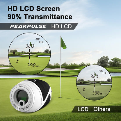 PEAKPULSE 1200 Yards Mini Range Finder Golf Rangefinder HDLCD 7X Magnification with Slope Laser Distance Rangefinder for Men Women Junior Rechargeable Flag Pole Locked with Vibration Angle Measurement