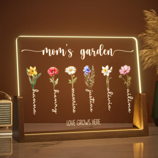 LUCKOR Mothers Day Gifts for Mom, Grandma, Custom Mom Gifts for Mothers Day from Daughter Son Kids, Customized Birth Month Flower with Names, Personalized Grandma Birthday Gifts