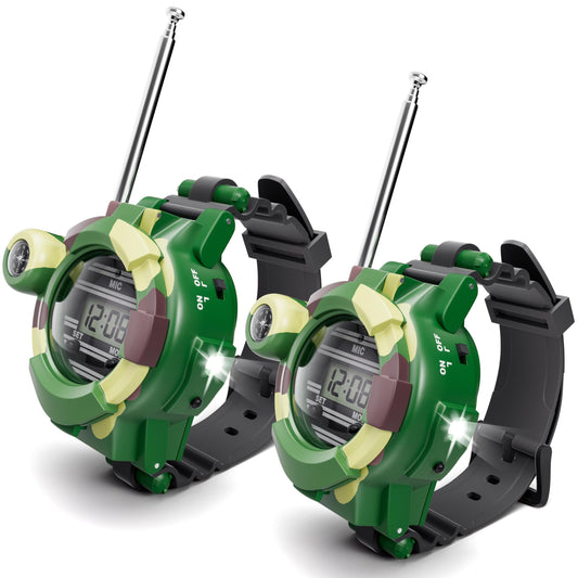 Walkie Talkies Watch, Spy Watch Army Toys for Kids Age 8-12, 7 in 1 Digital Watch Walkie Talkies, Two-Way Long Range Transceiver with Flashlight, Cool Spy Gadgets for Boy Girls