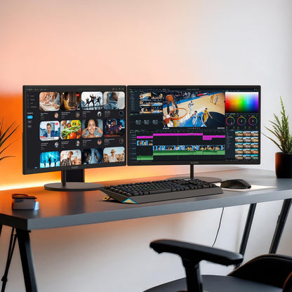 Kado Dual Monitor Setup - 2-Pack 27" Curved 1500R 1920x1080 Computer Monitor 75Hz VESA Mount HDMI Office Gaming Built-in Speakers (C27 Dual Series)