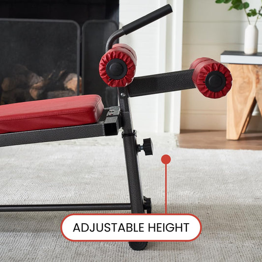 Finer Form Gym-Quality Sit Up Bench with Reverse Crunch Handle - Curved Ab Workout Bench for Your Home Gym. More Effective than an Ab Machine or Ab Roller. Get Abdominal Weight Bench for Decline Bench Press Right in Your Home Gym