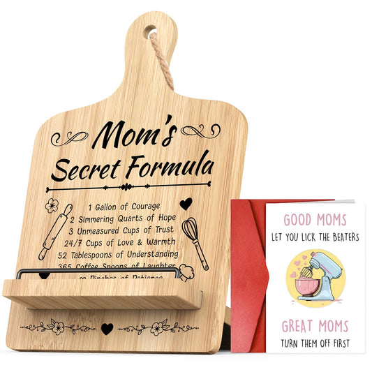 Mothers Day Gifts for Mom, Mom Gifts from Daughters, Mother's Day Gifts Ideas, Mom Birthday Gifts, Mothers Day Kitchen Gadgets, Cookbook Stand for Kitchen Counter, Recipe Cook Book Holder (with Card)