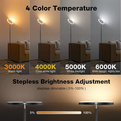Floor Lamps for Living Room,SIBRILLE Modern Stepless Dimmable Standing Lamp 3000-6000K,22W LED Rotatable Reading Standing Light,Touch&Remote Control Uplighter Floor Lamp for Living Room Bedroom Office