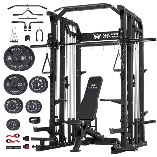 Major Fitness Drone2 Machine – All-in-One Home Gym Squat Rack with Weight Bar, Dual LAT Pull-Down Systems & Cable Crossover Machine for Full-Body Workouts