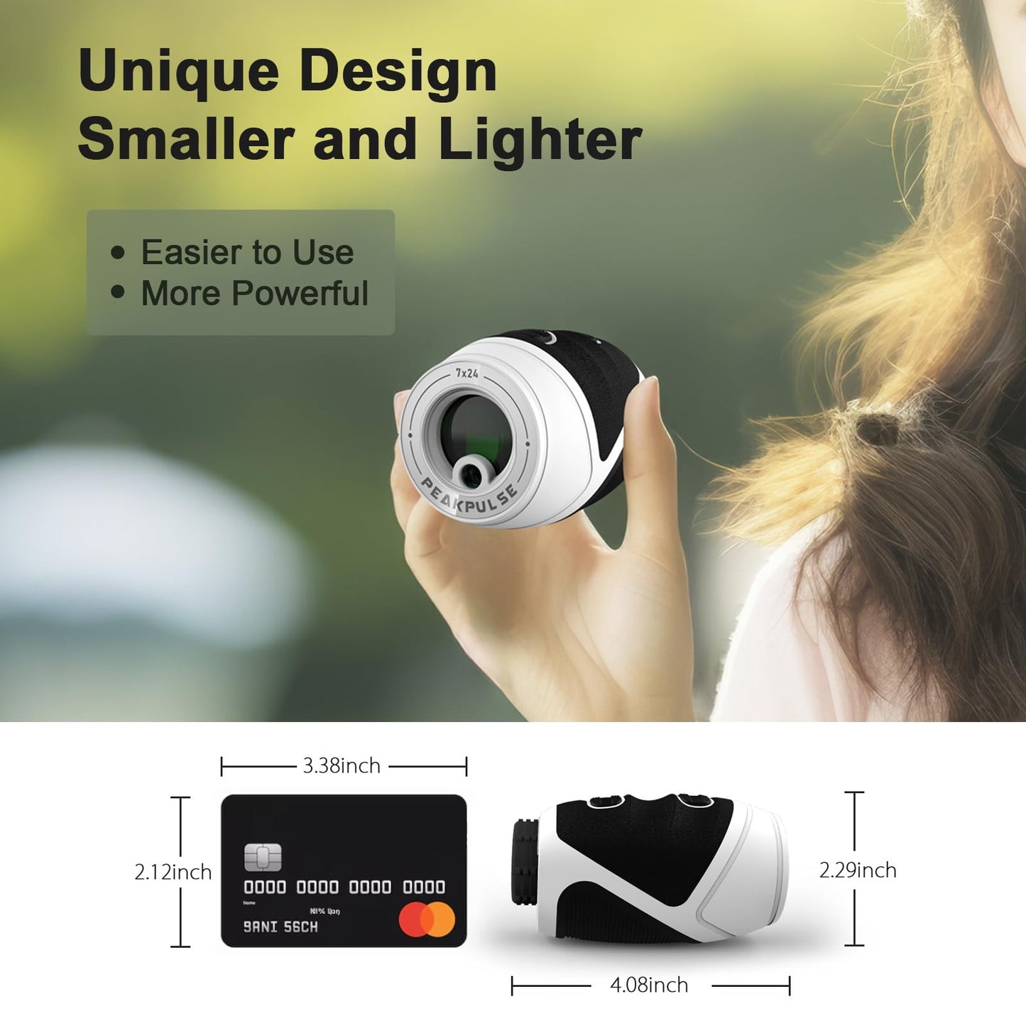 PEAKPULSE 1200 Yards Mini Range Finder Golf Rangefinder HDLCD 7X Magnification with Slope Laser Distance Rangefinder for Men Women Junior Rechargeable Flag Pole Locked with Vibration Angle Measurement