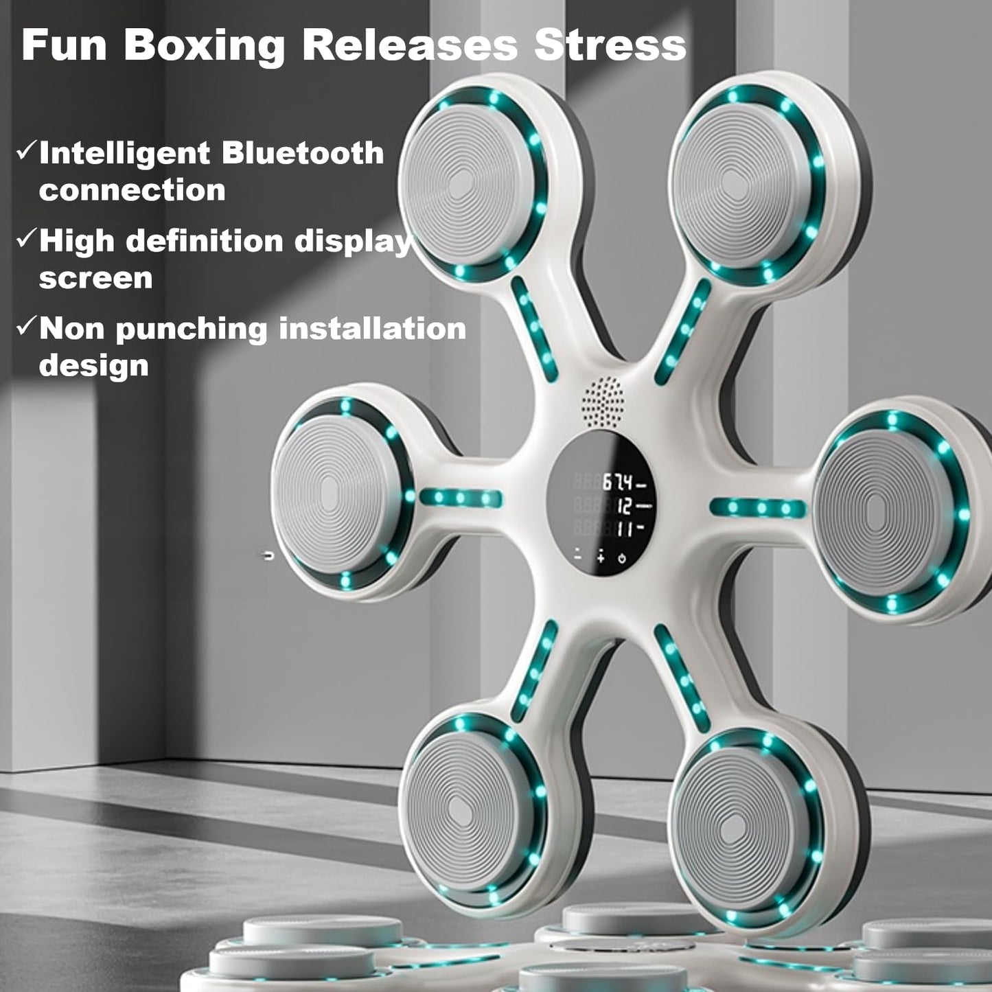 Music Boxing Machine, Smart Music Boxing Machine with Bluetooth, Home Wall-Mounted Training Gear, Boxing Training Punching Equipment with Gloves, Fitness and Reflex Improvement1