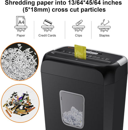 Bonsaii Paper Shredder for Home Use, 3.4 Gal Wastebasket, 6 Sheet Crosscut Paper Credit Cards, Staples, and Clips Shredder for Home Office Use, Portable Handle Design (C237-B New Version)