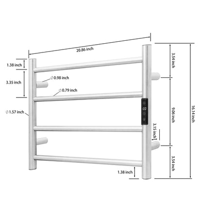 KEG Smart WiFi Towel Warmer Wall Mounted with Built-in Timer and Temperature Adjust Control, 4 Bars Electric Stainless Steel Heated Towel Racks for Bathroom Polish Chrome