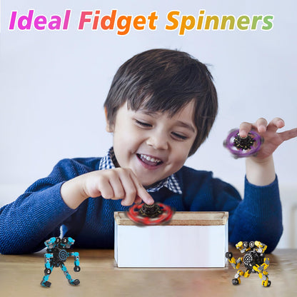 Gokeey Easter Basket Stuffers Transformable Fidget Spinners 4 Pcs for Kids and Adults Stress Relief Sensory Toys for Boys and Girls Fingertip Gyros for Party Favors Stocking Stuffers Bulk for Kids