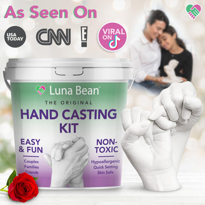 Luna Bean Hand Casting Kit – The Original Hand Mold Kit for Couples – Gifts for Mom, Mothers Day, Bridal Shower, Wedding, Anniversary for Women Men Boyfriend Girlfriend