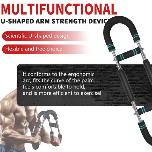 GVCSTXP Arm Trainer, Spring Puller, Wrist Trainer, Biceps Exercise Fitness Equipment, U-Shaped Handle, Three-Speed Adjustable Blue Black