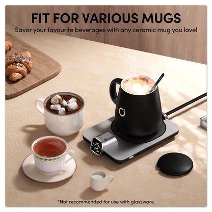 Smart Heated Coffee Mug Warmer & Mug Set - Heated Coffee Warmer with Auto Shut Off, 1°F Precise Temperature Control Coffee Warmer, Electric Mug Warmer for Desk, Birthday Gifts for Women and Men