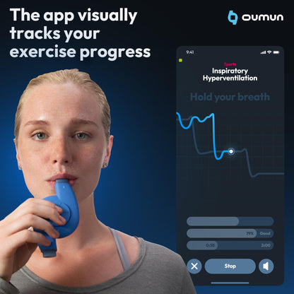 Oumua Smart Breathing Trainer | Lung Trainer with AI-Powered Oumua App | Lung Exerciser Device 30+ Training Protocols to Improve Wellbeing and Athletic Perfrormance