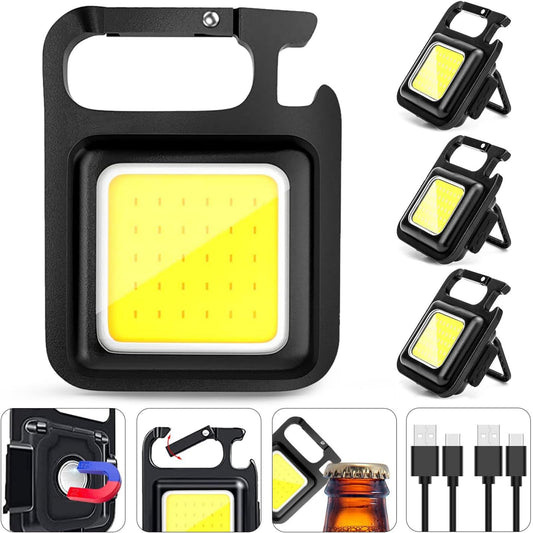 FFKQBH LED Flashlight Cob Keychain Work Light, Triple Light Flashlight with 3 Modes, EDC Purse Light, Rechargeable Flashlights for Home, Camping, Walking (4)