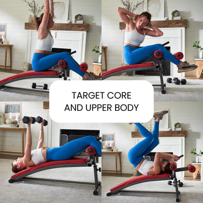 Finer Form Gym-Quality Sit Up Bench with Reverse Crunch Handle - Curved Ab Workout Bench for Your Home Gym. More Effective than an Ab Machine or Ab Roller. Get Abdominal Weight Bench for Decline Bench Press Right in Your Home Gym